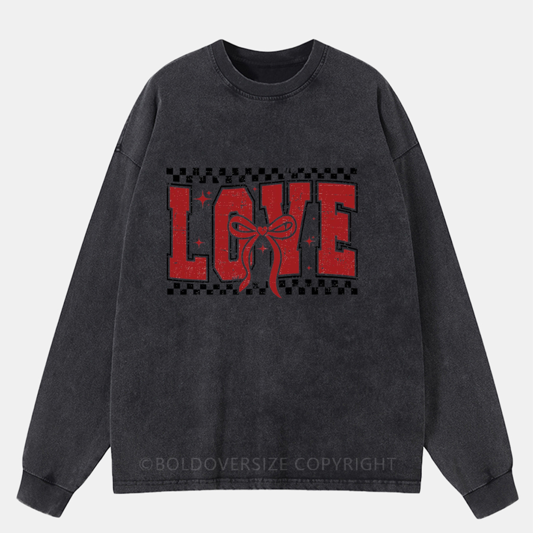 Love Valentines Washed Long Sleeve Shirt