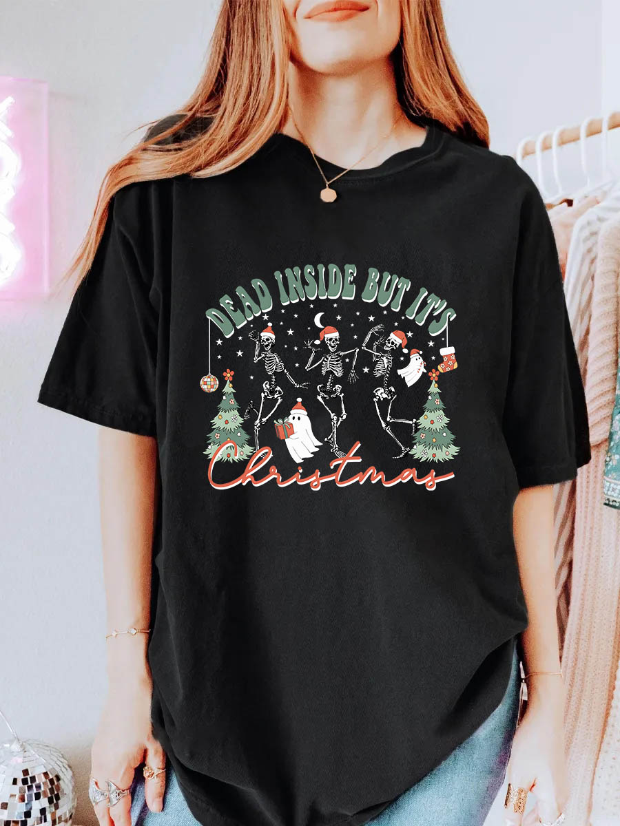 Vintage Dead Inside But Its Christmas Oversize Graphic Tee
