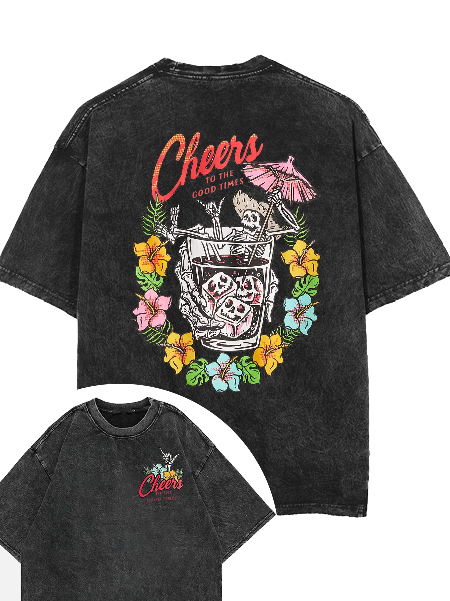 Vintage Cheers To The Good Times Washed T-Shirt
