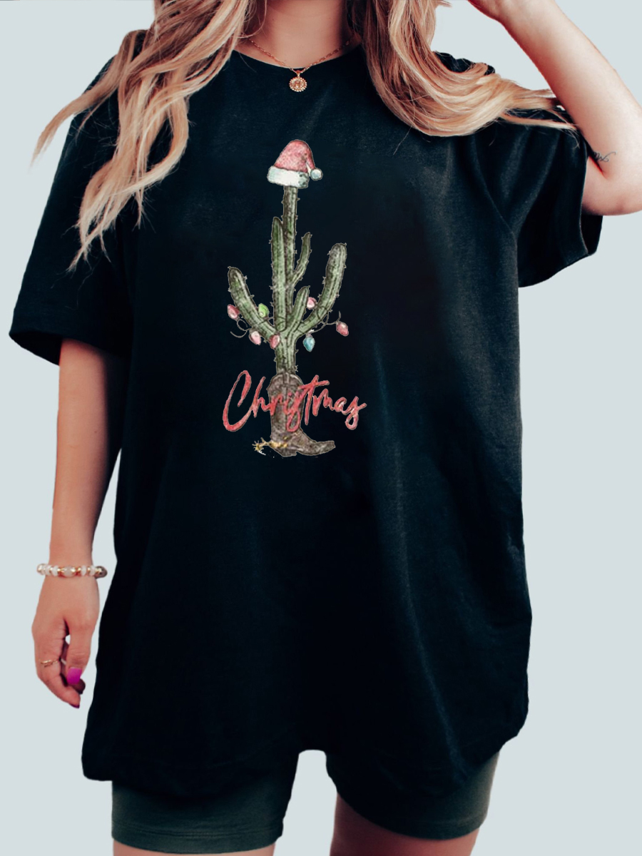 Plus Size Christmas Cowboy Graphic Tee