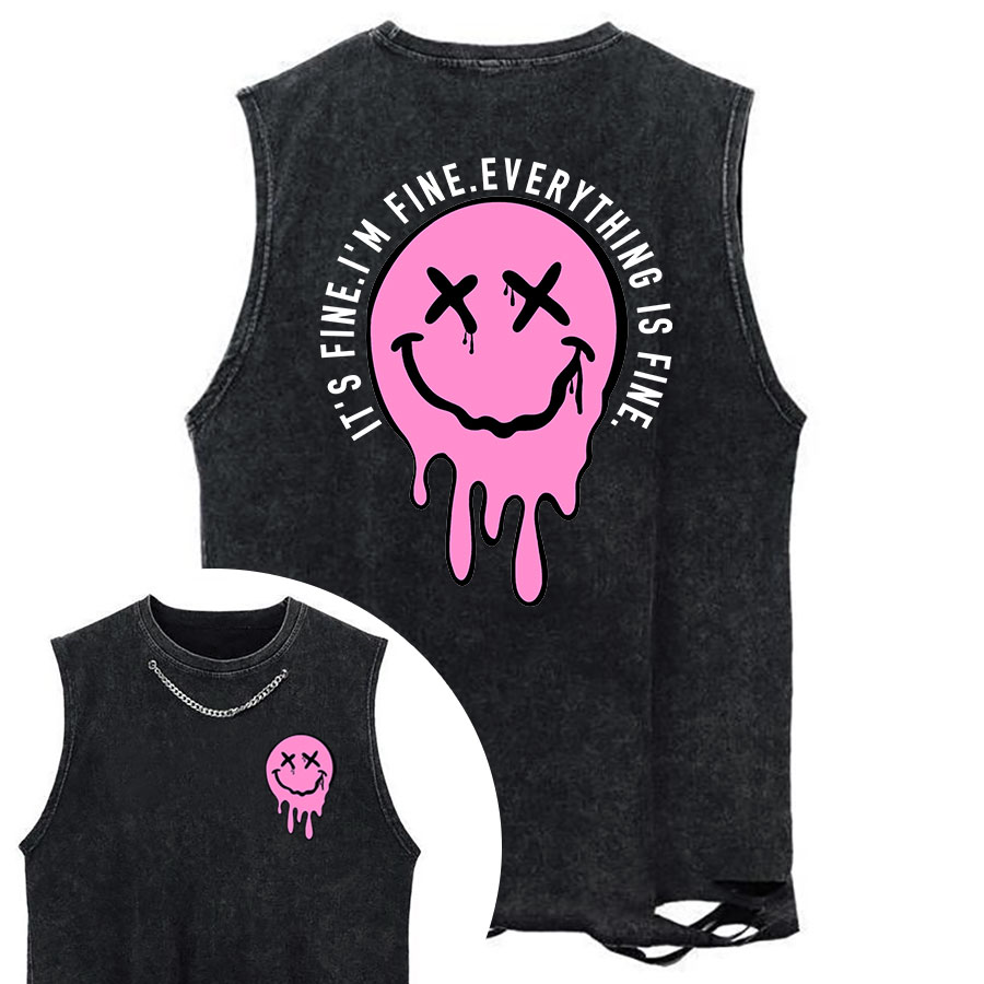 Vintage It'S Fine Chain Ripped Washed Tank