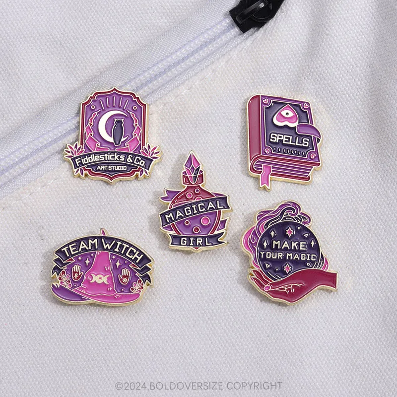 Purple Witch Hat and Wisdom Book Pin