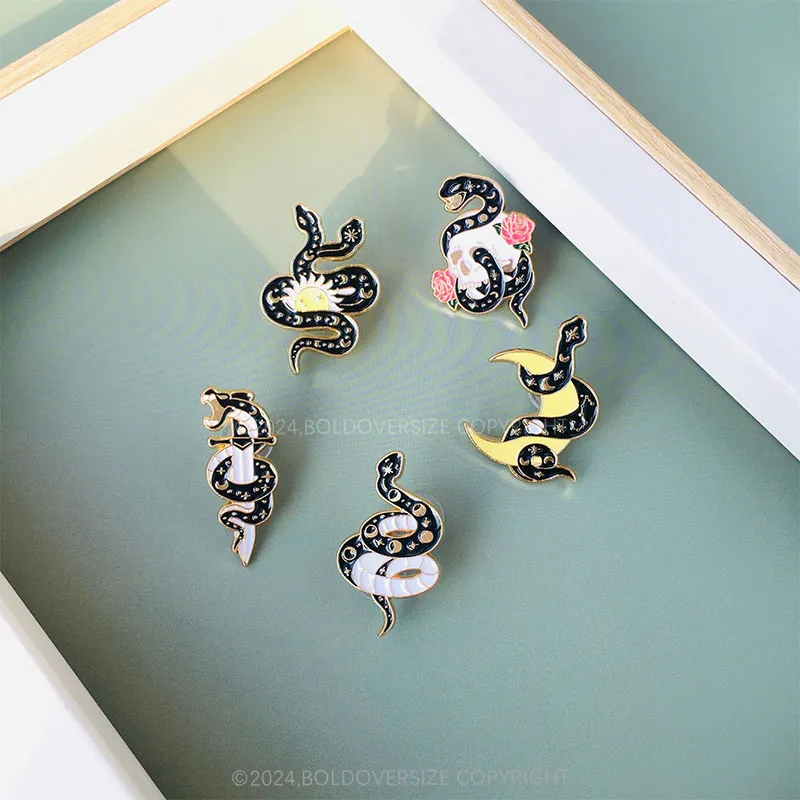 Dark Style Little Snake Skull Fairy Tale Pin
