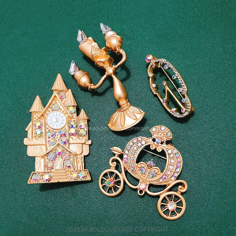 Fairy Tale Series Diamond-Inlaid Brooch Hollowed-Out Pumpkin Carriage Pin