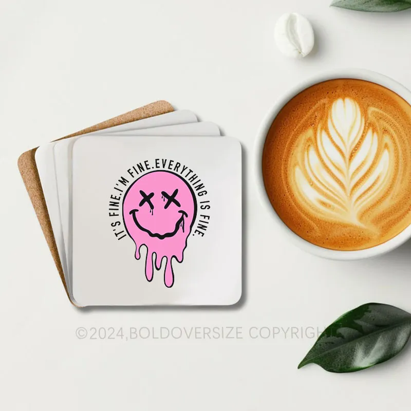 Vintage It'S Fine Corkwood Coaster