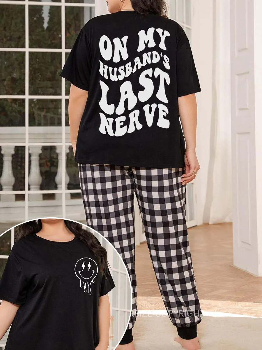 Vintage Retro Husbands Last Nerve Plaid Christmas Pajama Set