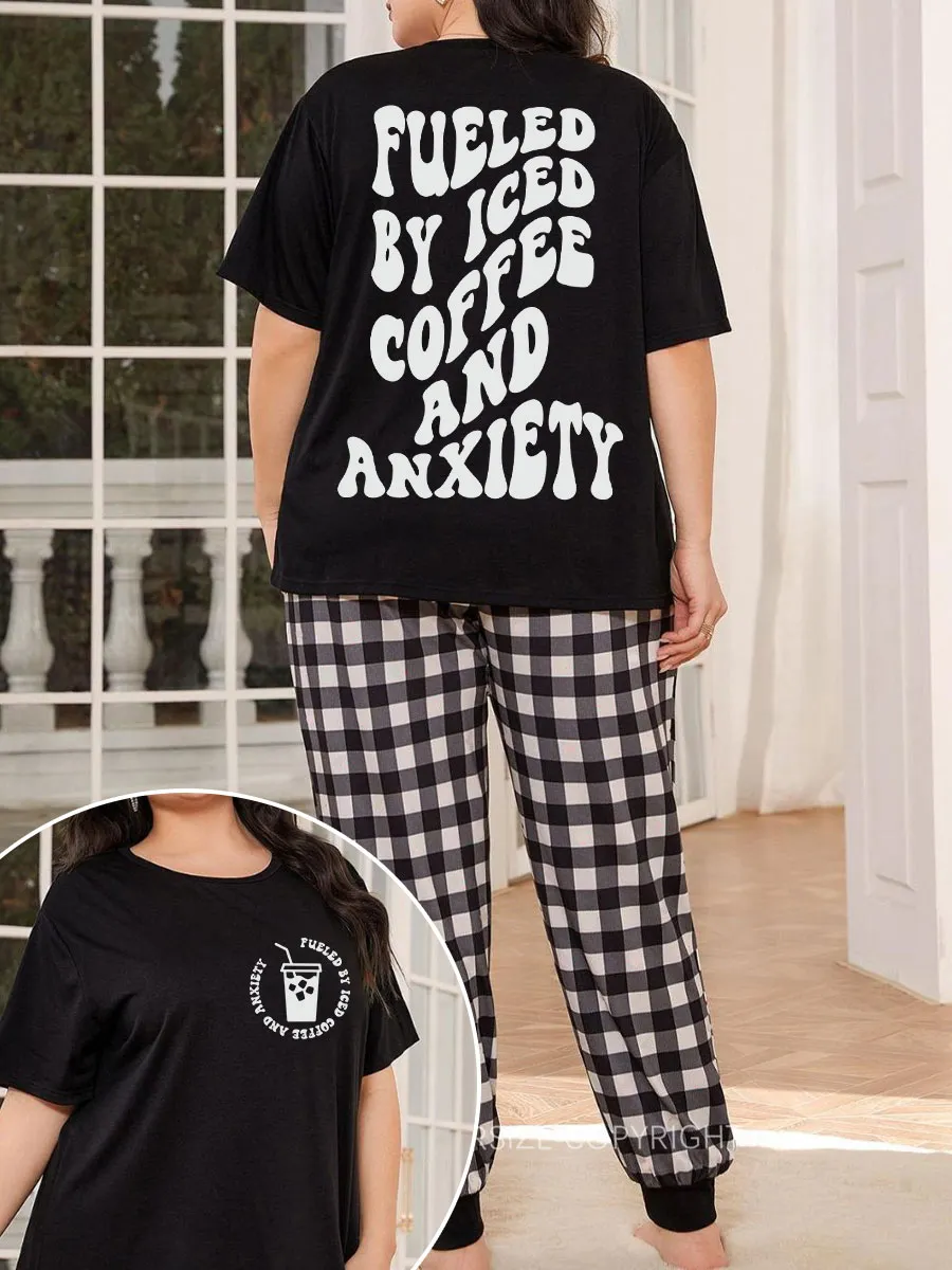 Vintage Coffee And Anxiety Plaid Christmas Pajama Set