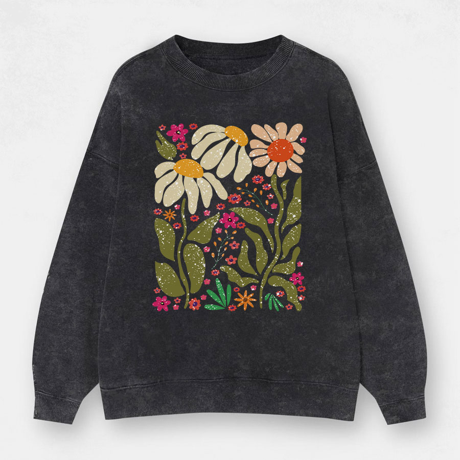 Vintage Hippie Flower Washed Sweatshirt