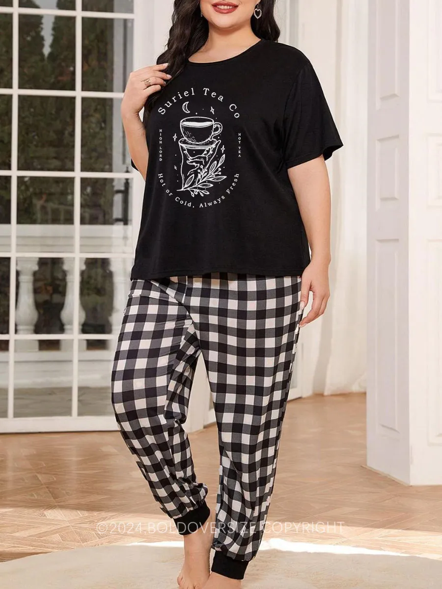 Vintage House Of Wind Washed Book Plaid Christmas Pajama Set