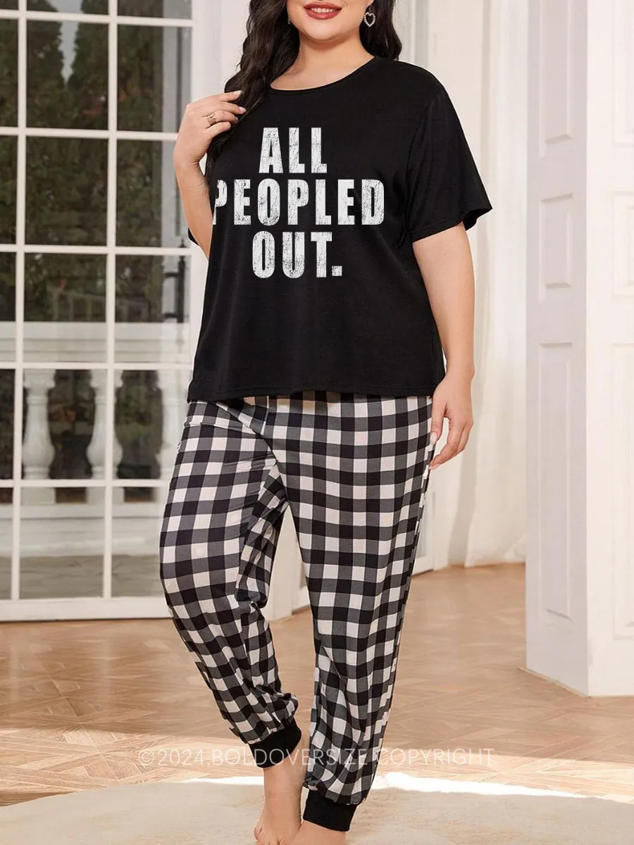 Vintage All Peopled Out Plaid Christmas Pajama Set