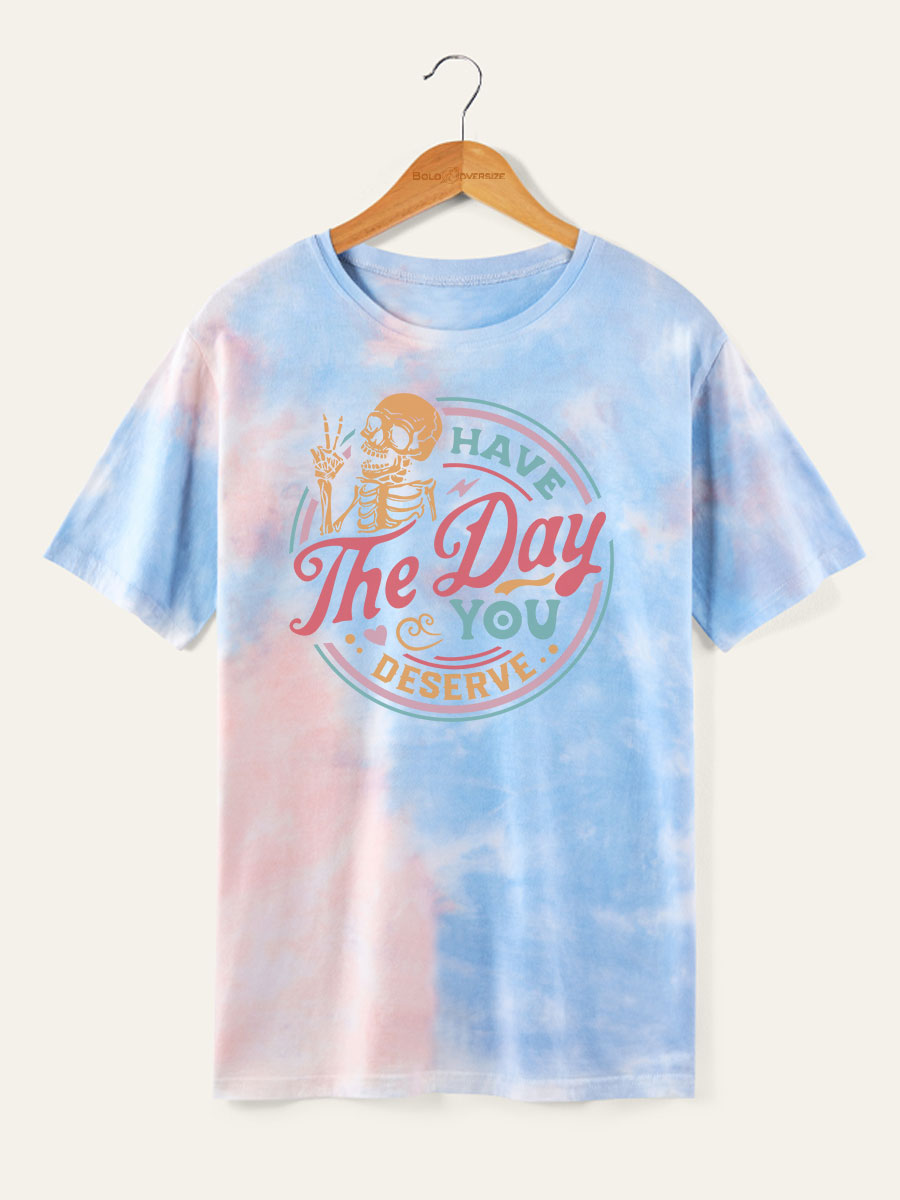 Verdusa Women's Plus Size Tie Dye T-Shirt Dress - Boho Midi Dress With Short Sleeves