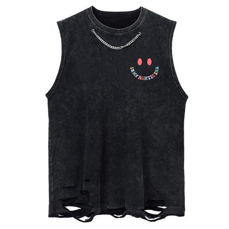 Vintage In My Auntie Era Chain Ripped Washed Tank