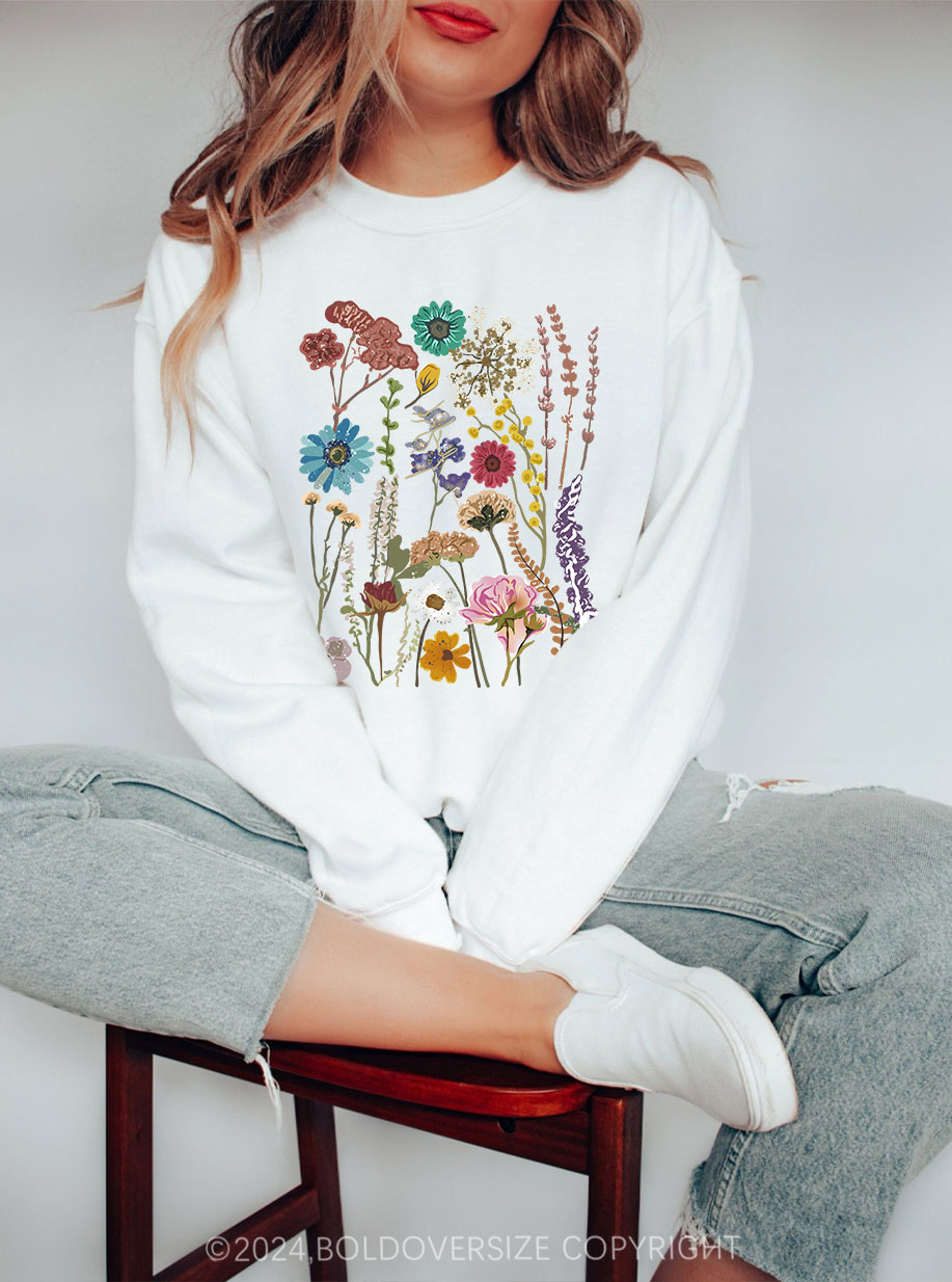 Vintage Pressed Flowers Sweatshirt