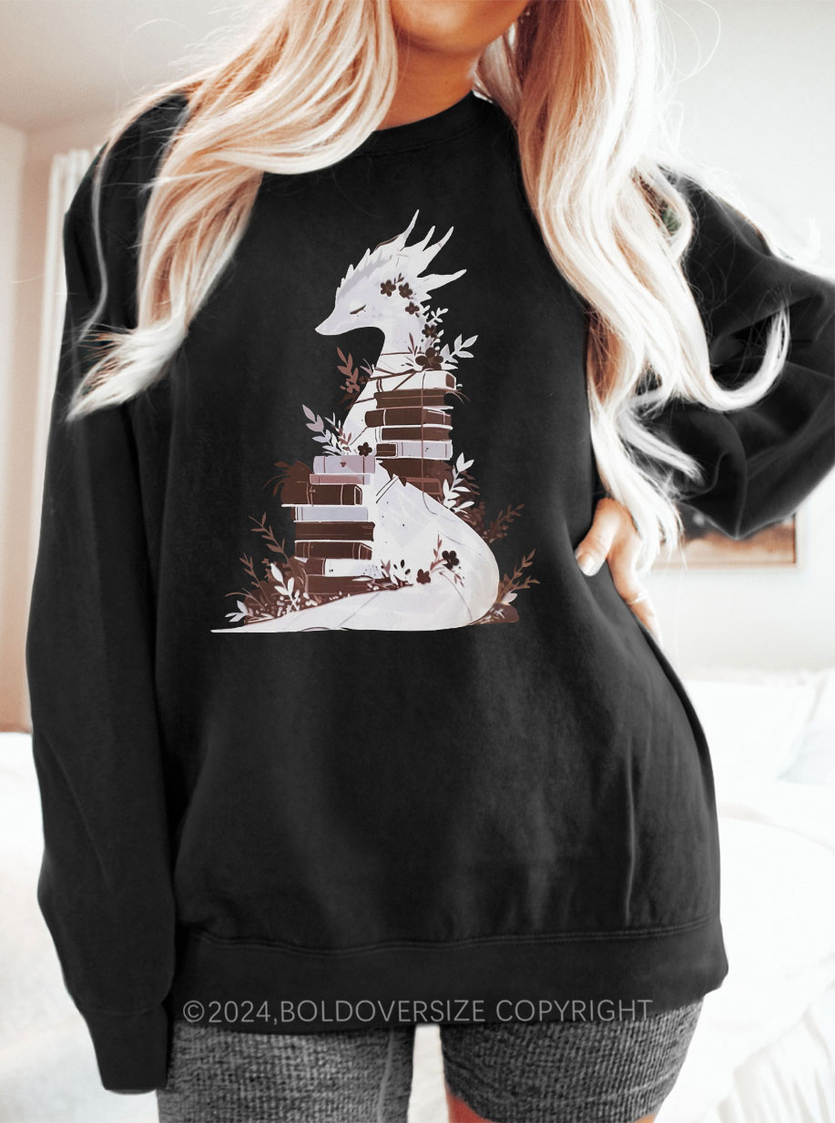 Vintage Book Dragon Fantasy Reader Sweatshirt