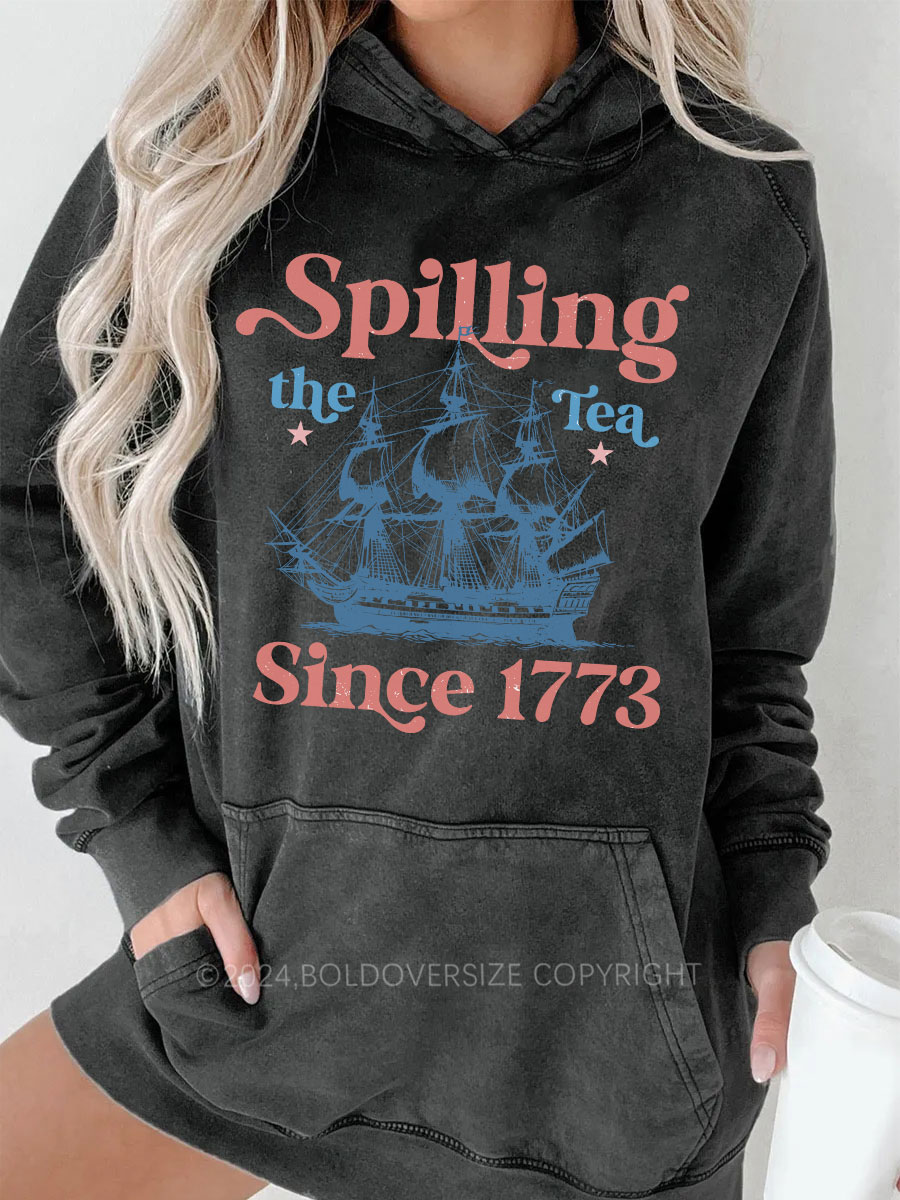 Vintage Spillin The Tea Since 1773 Washed Hoodie