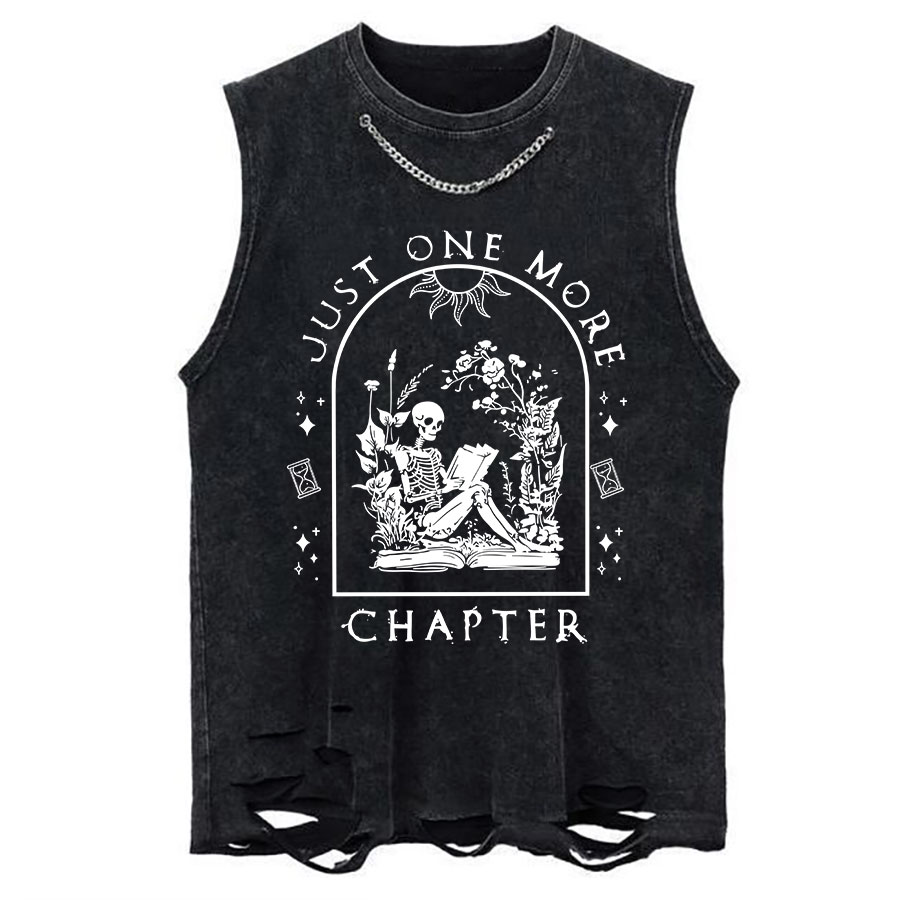Vintage One More Chapter Chain Ripped Washed Tank