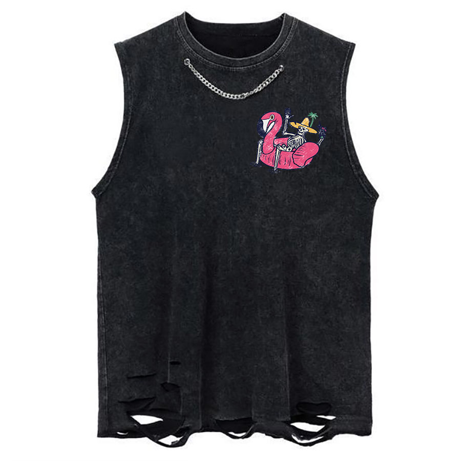 Vintage Stay Salty Chain Ripped Washed Tank