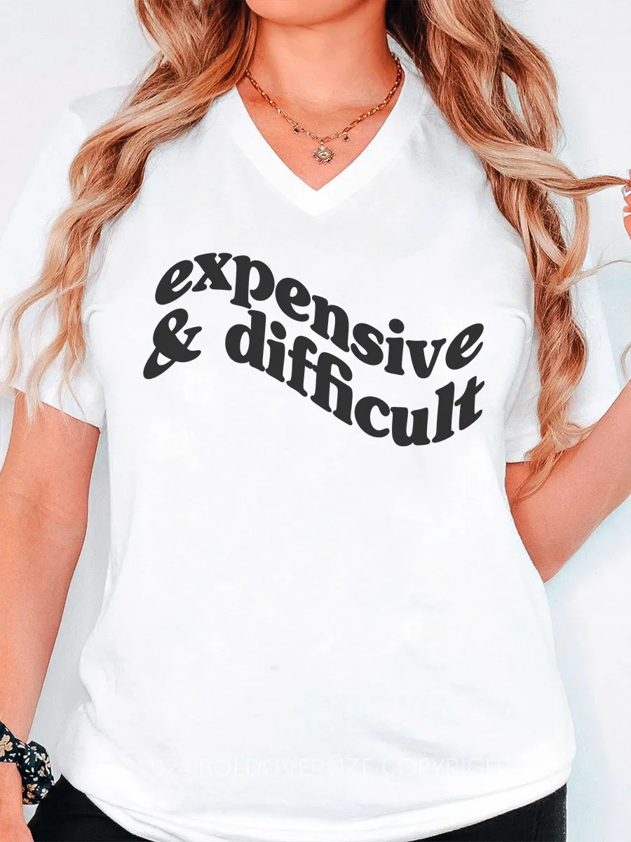Vintage Expensive And Difficult Puff V-Neck Tee
