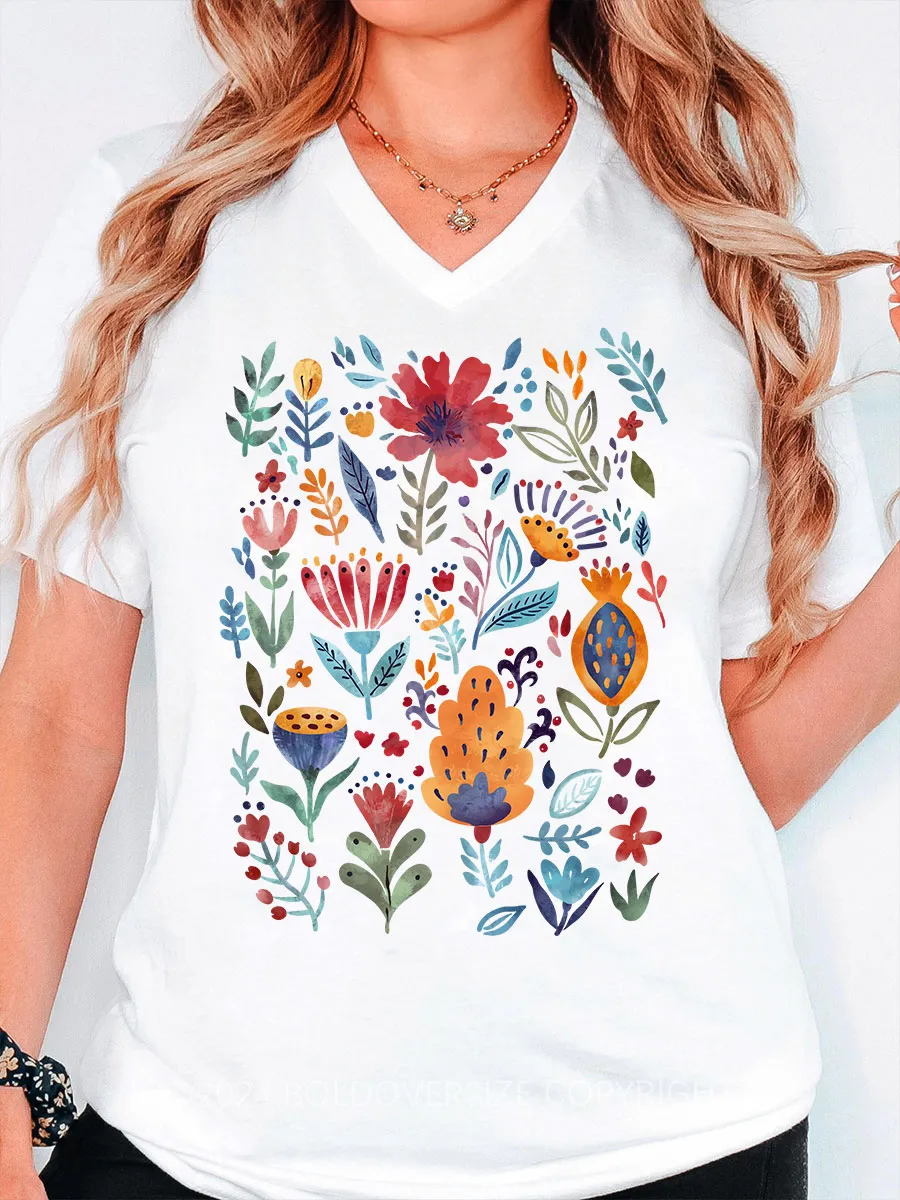 Vintage Wildflower V-Neck Tee