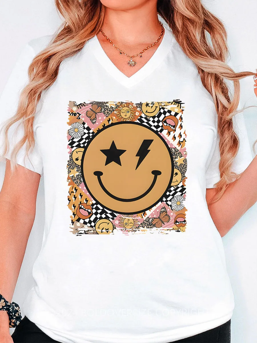 Vintage Smile V-Neck Tee
