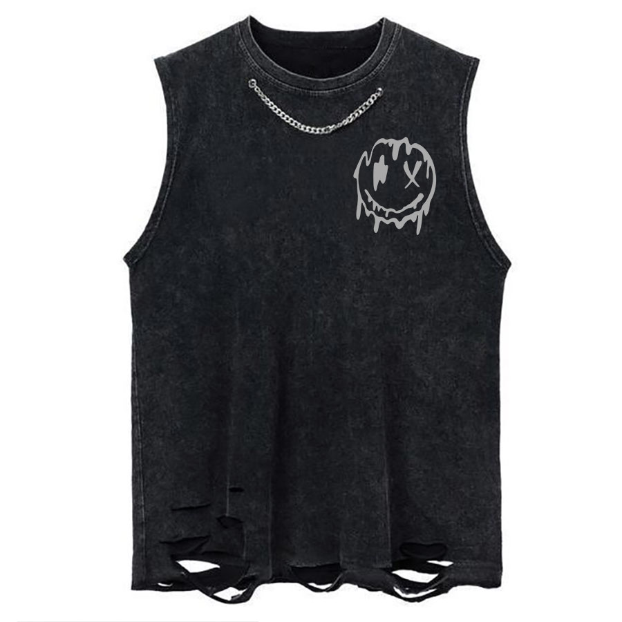 Vintage Fun Fact Chain Ripped Washed Tank