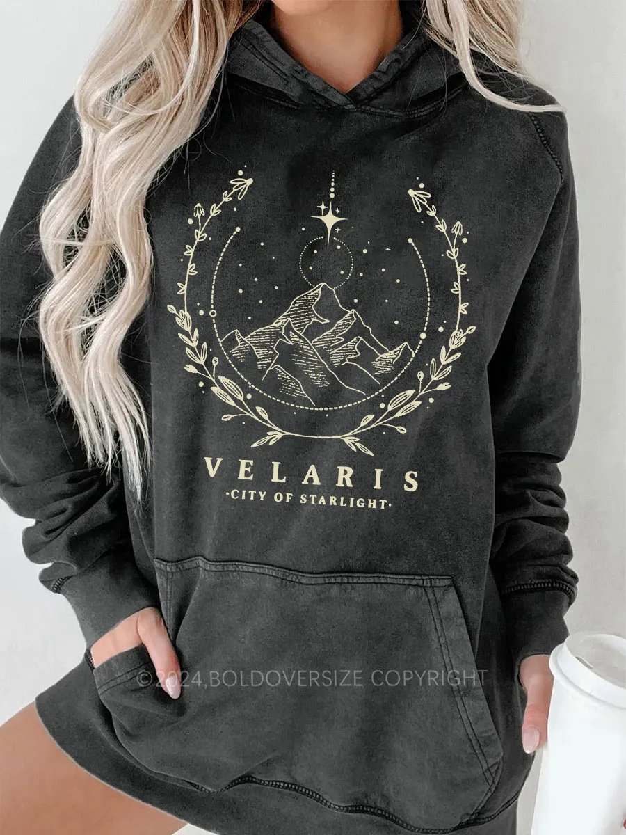Vintage Style Velaris Washed Book Washed Hoodie