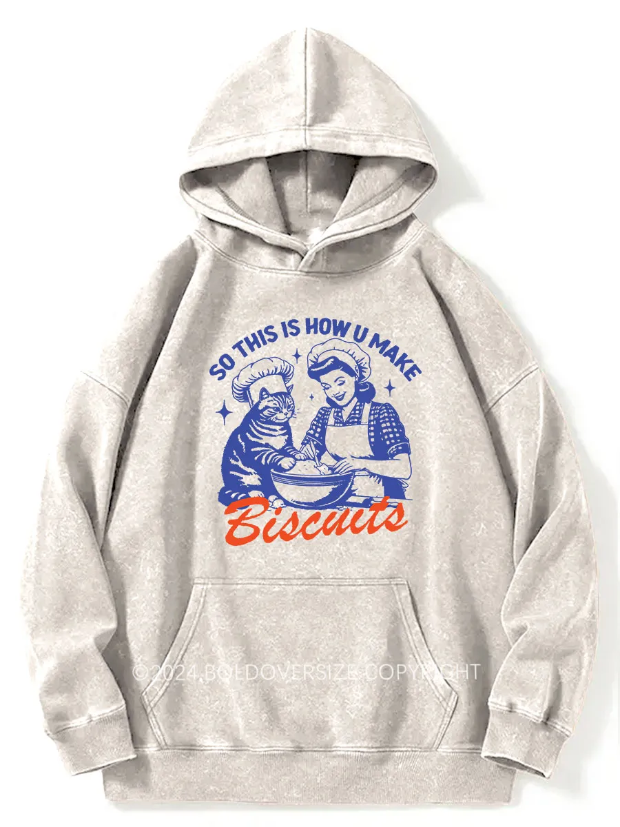 Vintage Cat Biscuits Washed Hoodie