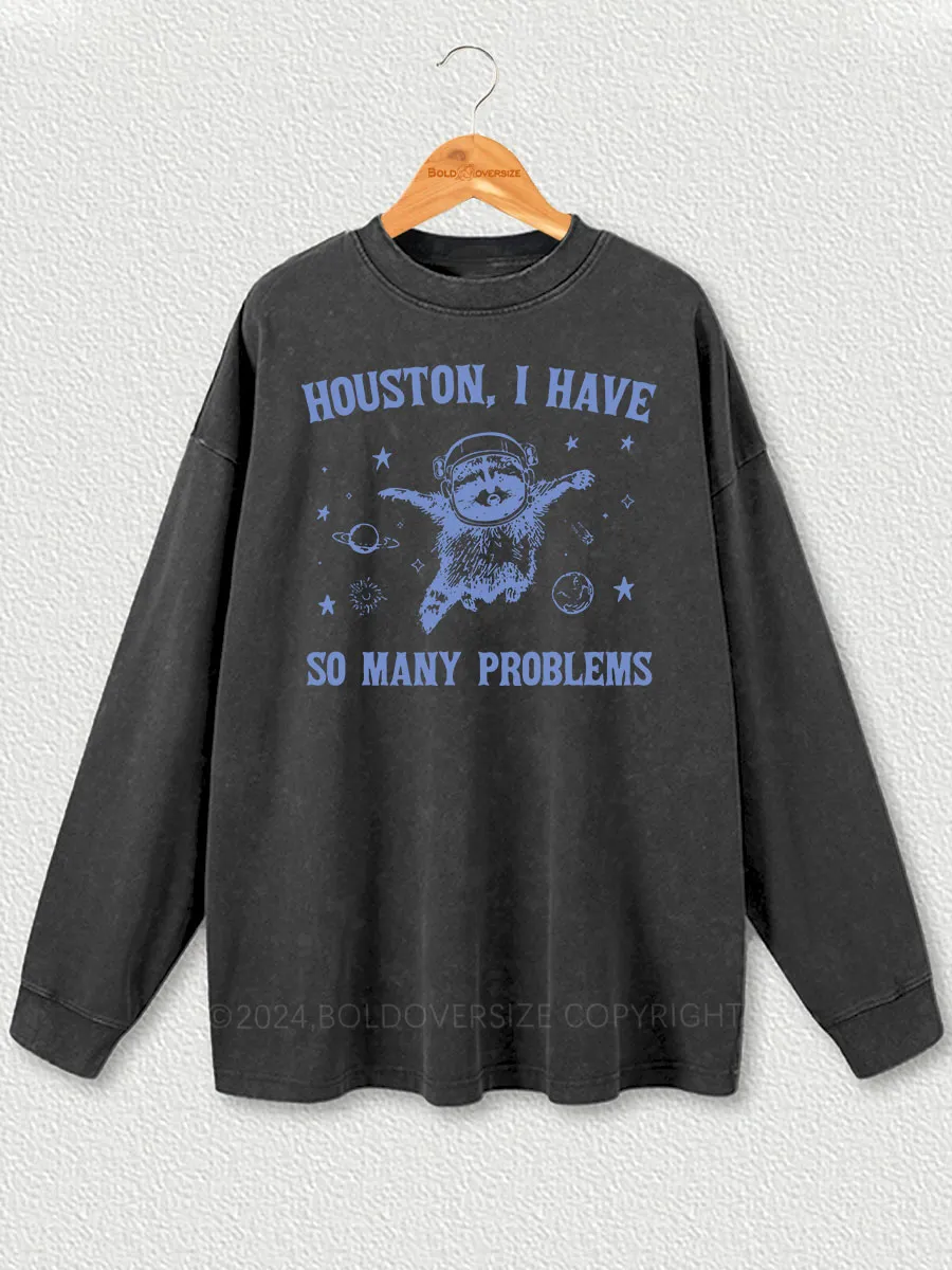 Vintage Raccoon Meme Washed Long Sleeve Shirt