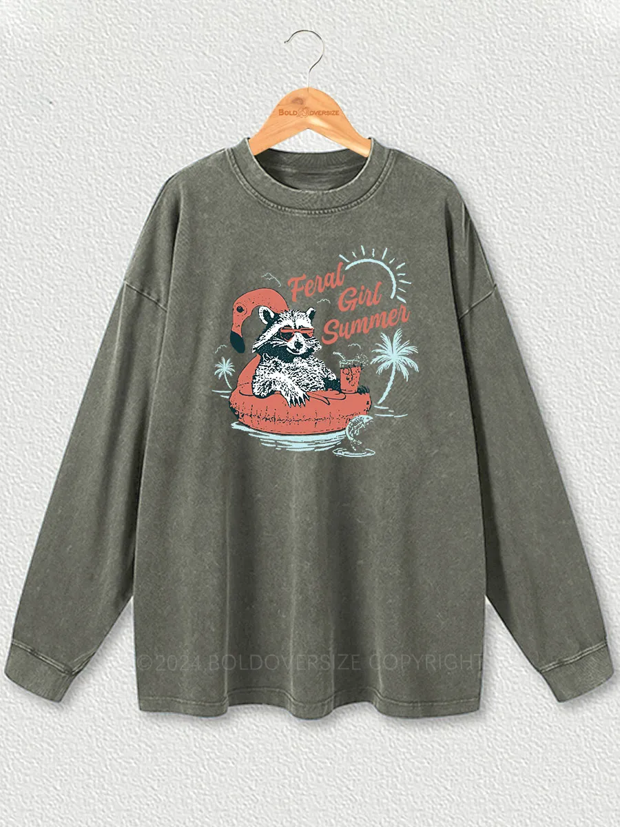 Vintage Feral Girl Summer Washed Long Sleeve Shirt