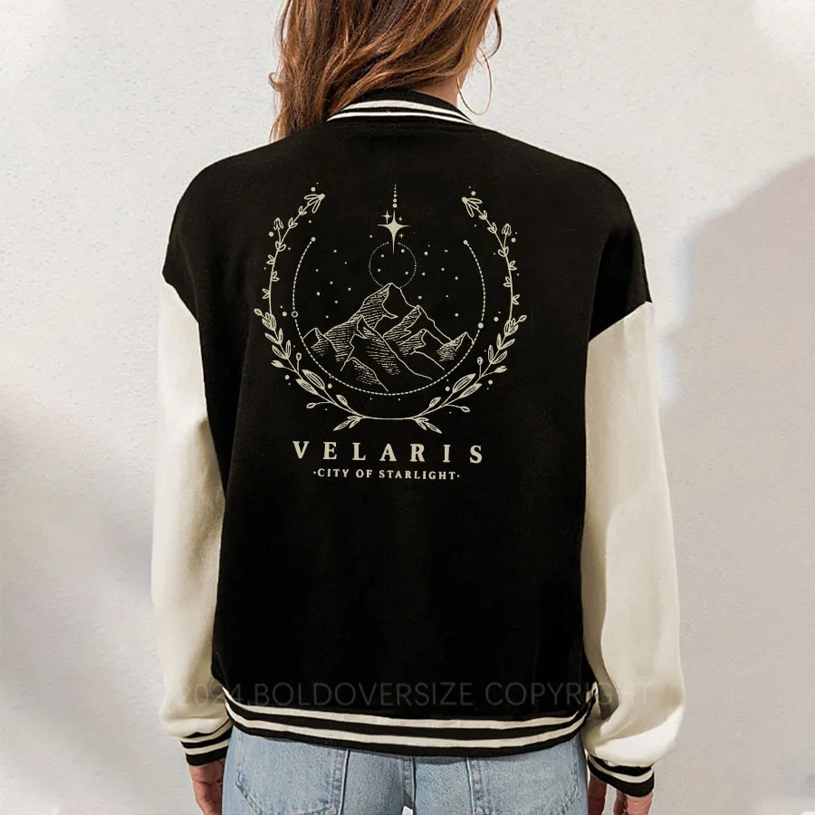 Vintage Style Velaris Washed Book Unisex Baseball Jacket