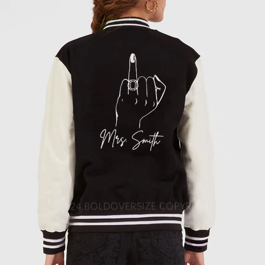 Vintage Custom Bride Mrs. Last Name Unisex Baseball Jacket