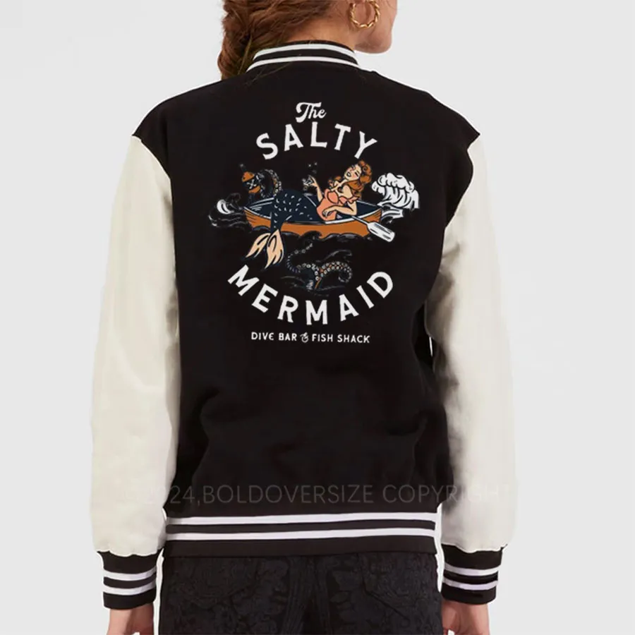 Vintage The Salty Mermaid Dive Bar Unisex Baseball Jacket