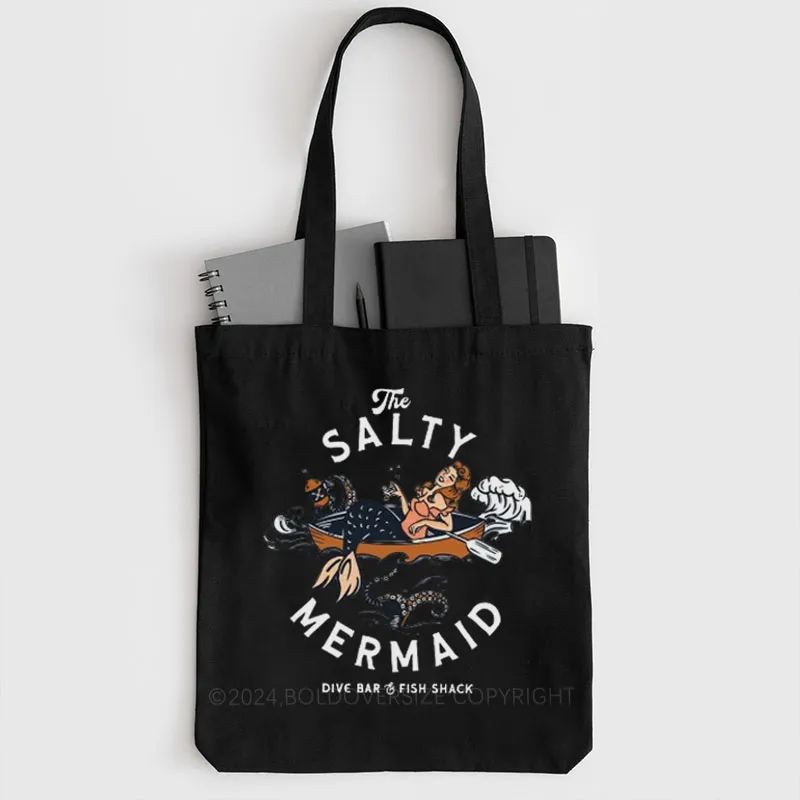 Vintage The Salty Mermaid Dive Bar Tote Bag