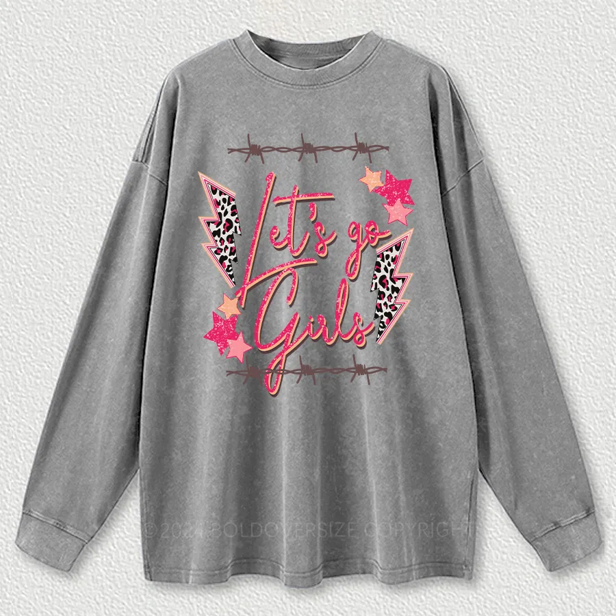Vintage Let’s Go Girls Washed Long Sleeve Shirt