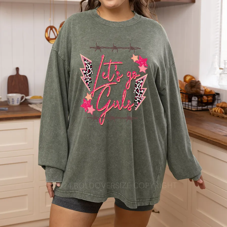 Vintage Let’s Go Girls Washed Long Sleeve Shirt