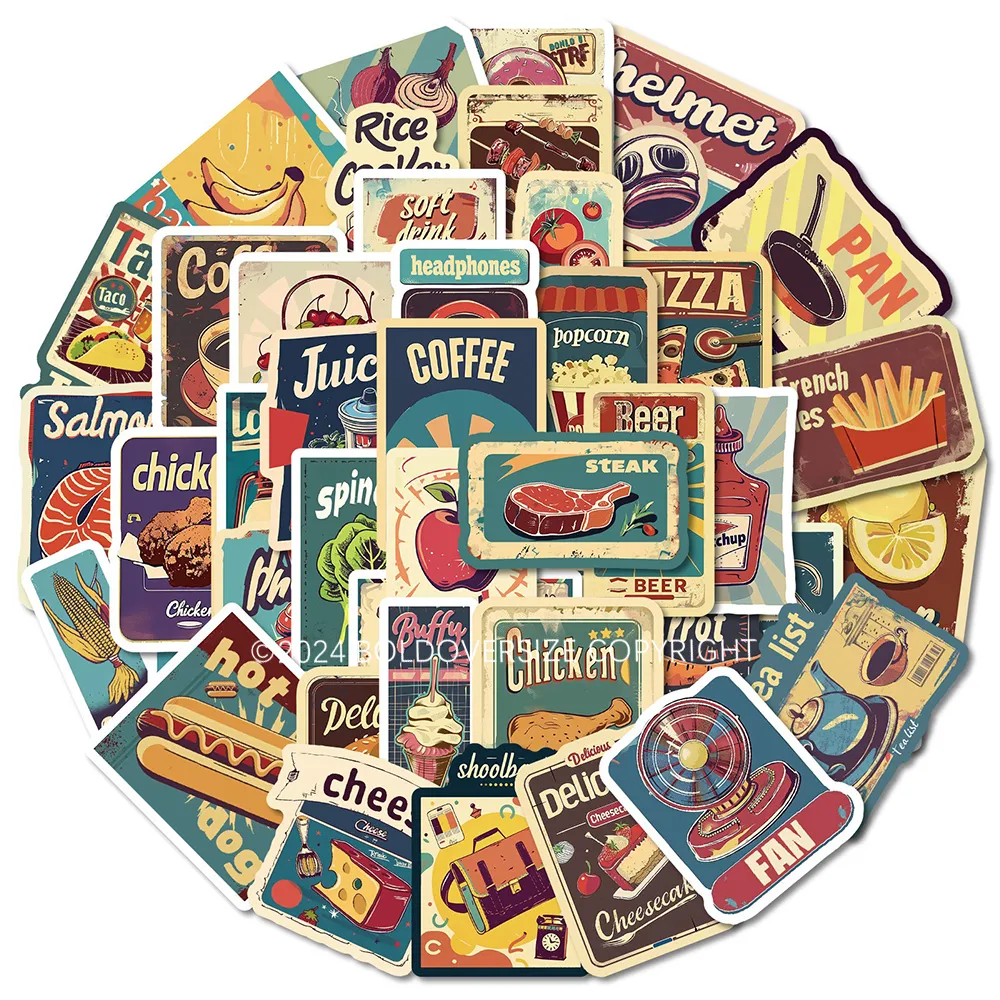 50pcs Vintage Label Decoration Sticker