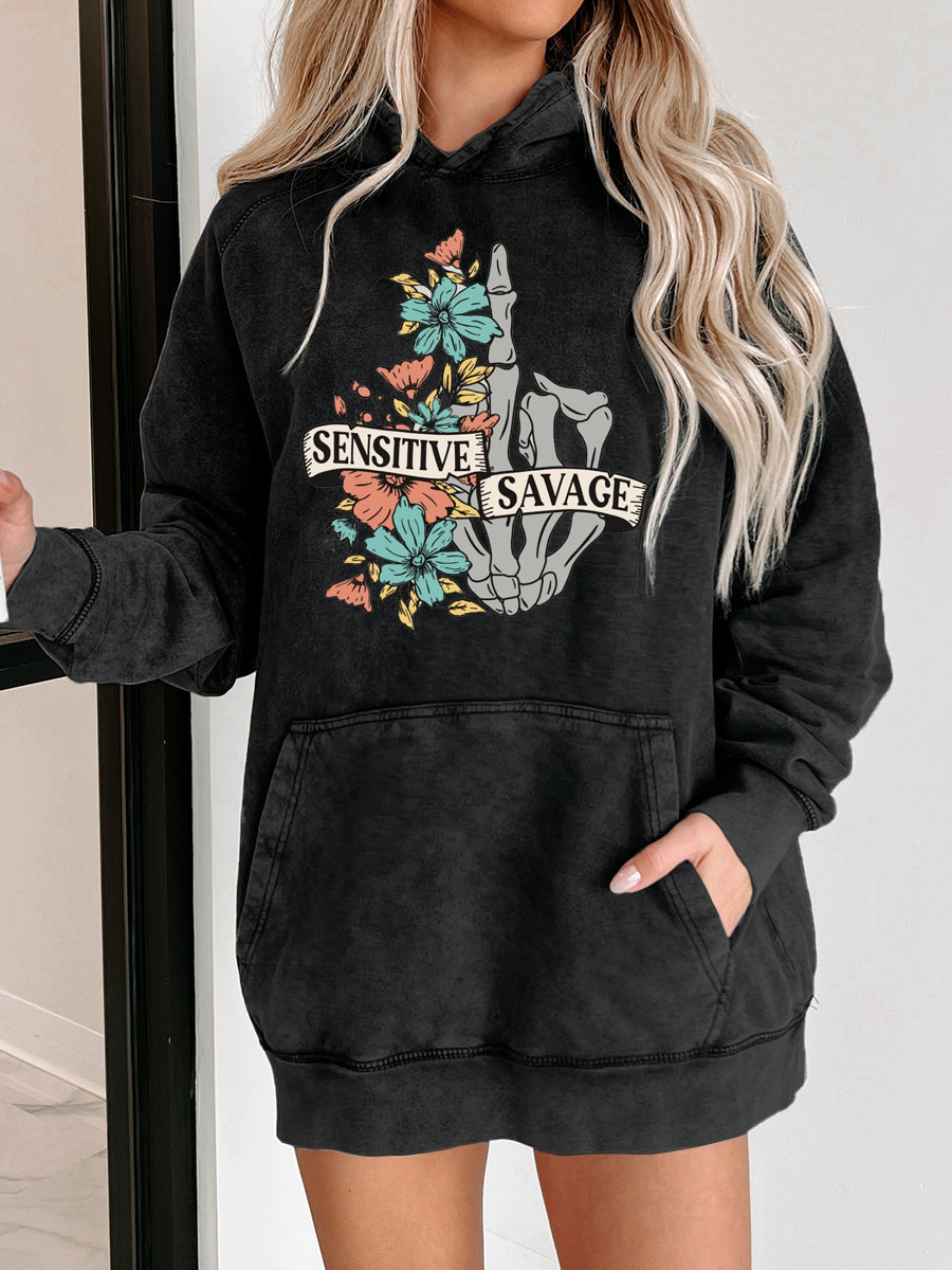 Sensitive Savage Washed Hoodie