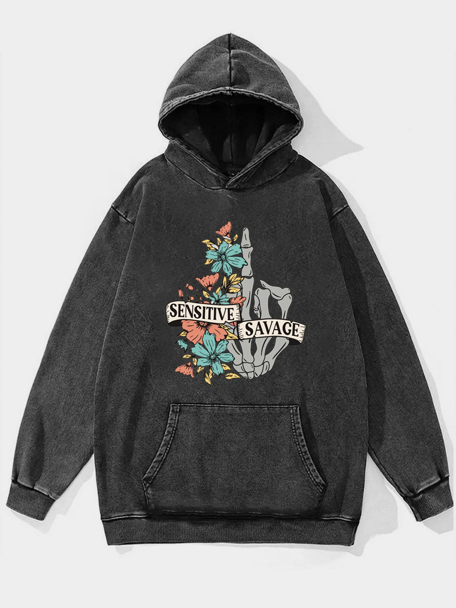 Sensitive Savage Washed Hoodie