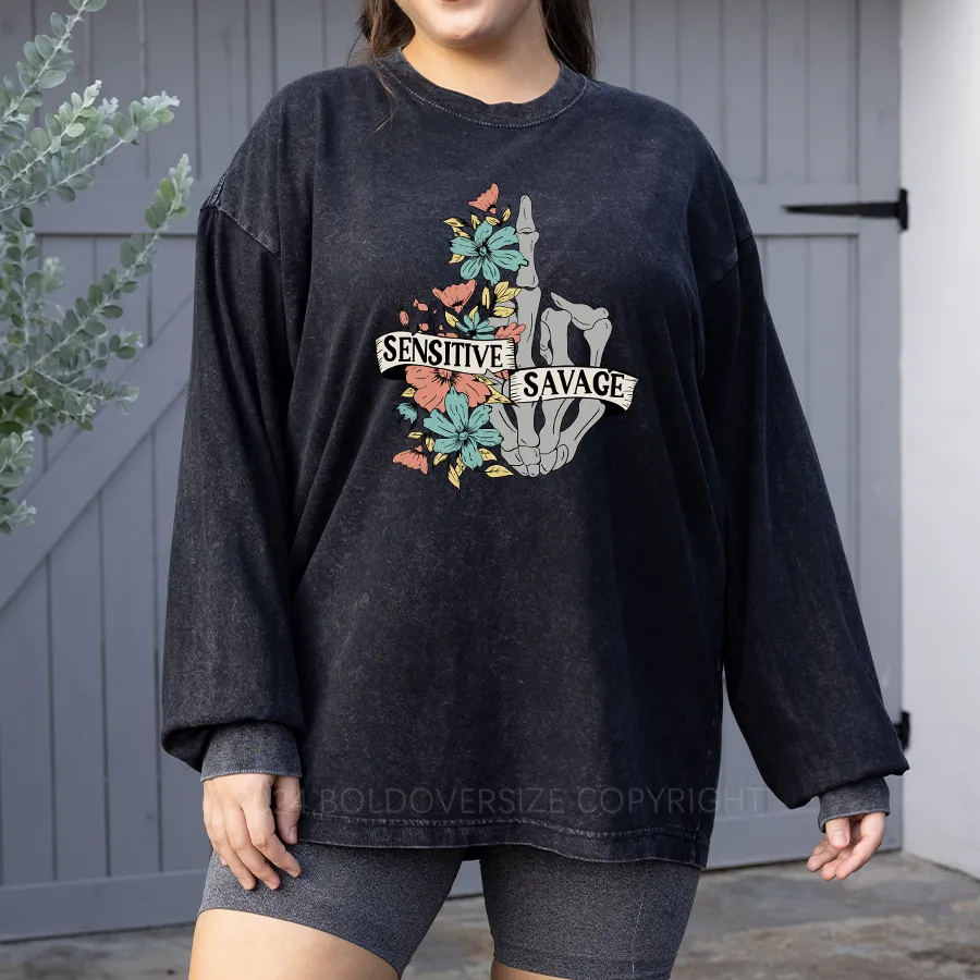 Vintage Sensitive Savage Washed Long Sleeve Shirt