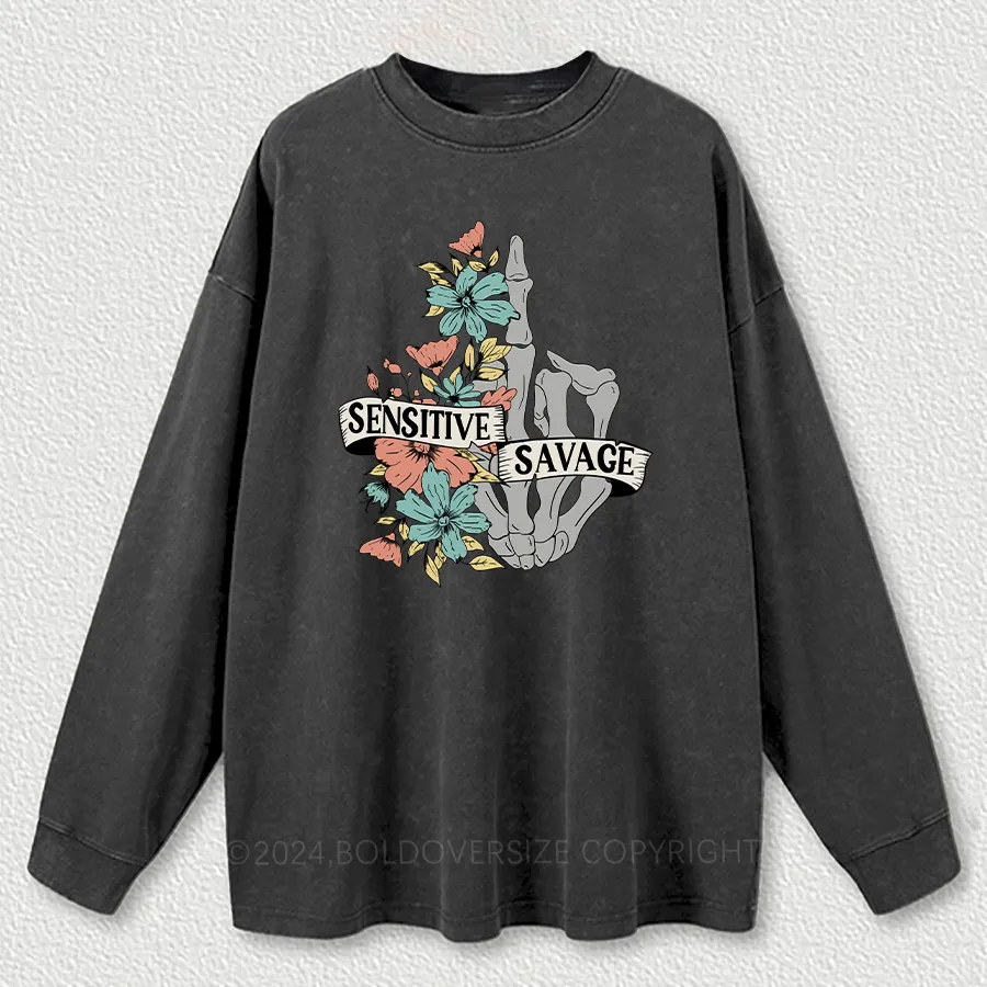 Vintage Sensitive Savage Washed Long Sleeve Shirt