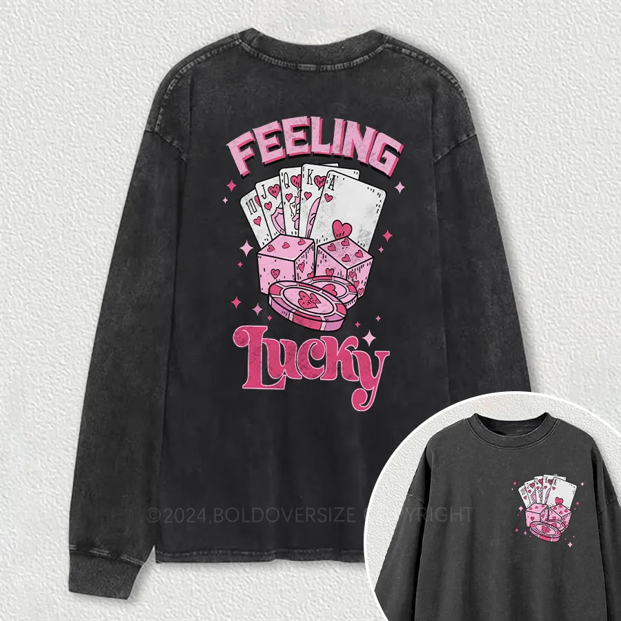 Vintage Feeling Lucky Washed Long Sleeve Shirt
