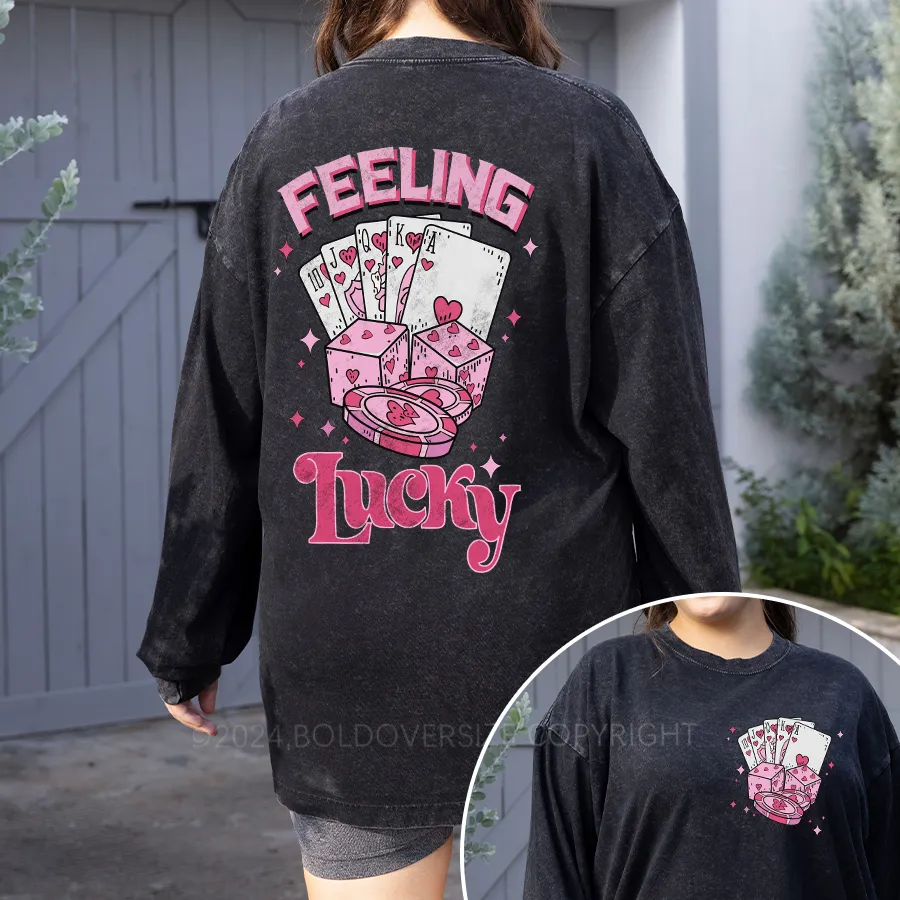 Vintage Feeling Lucky Washed Long Sleeve Shirt
