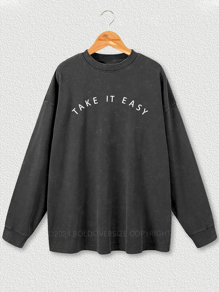 Vintage Take It Easy Washed Long Sleeve Shirt