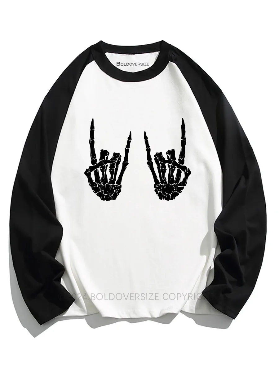 Vintage Skeleton Keep Your Hands On Me Raglan Long Sleeve T-Shirt