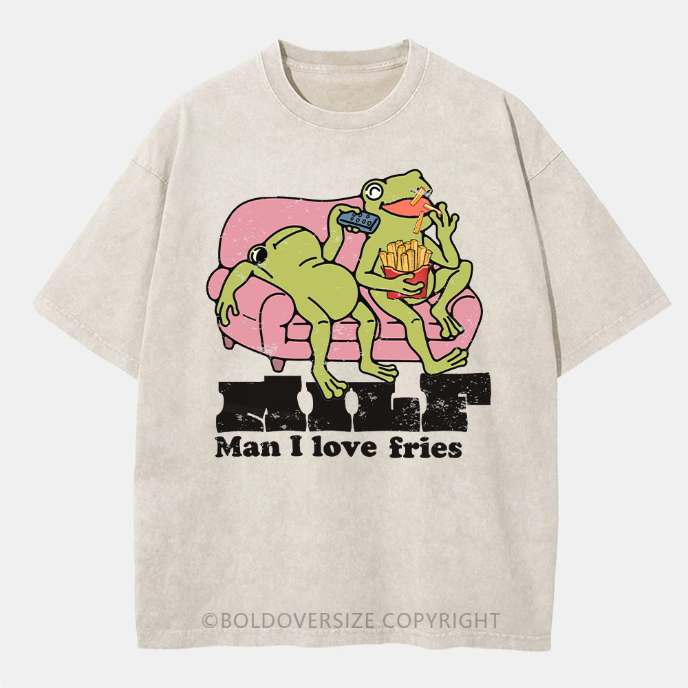 Vintage Man I Love Fries Washed T-Shirt