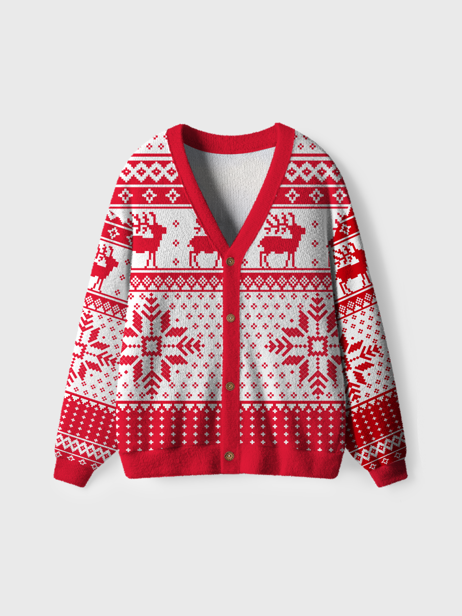 Vintage Red And White Ugly Cardigan Sweaters