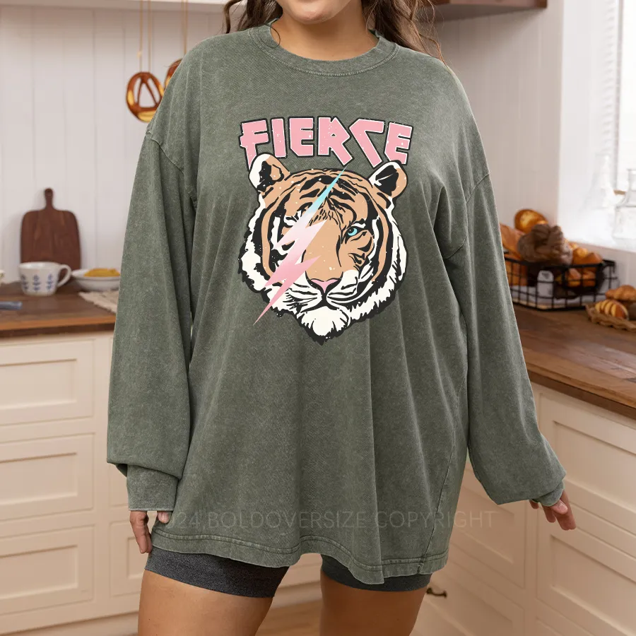 Vintage Fierce Tiger Washed Long Sleeve Shirt