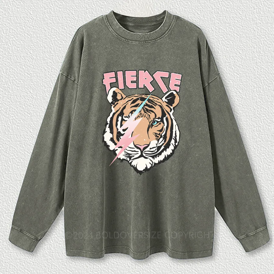Vintage Fierce Tiger Washed Long Sleeve Shirt