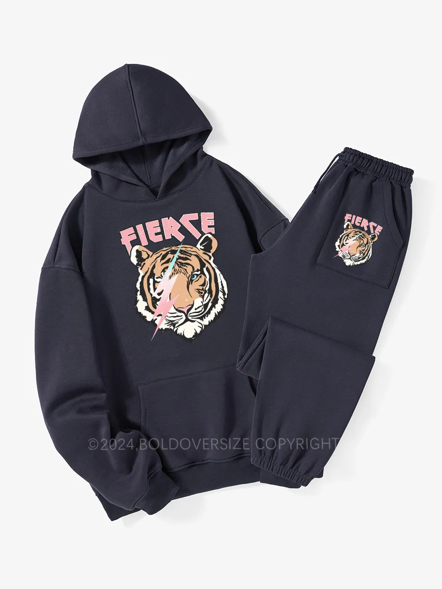 Vintage Fierce Tiger Oversized Hoodie Suit