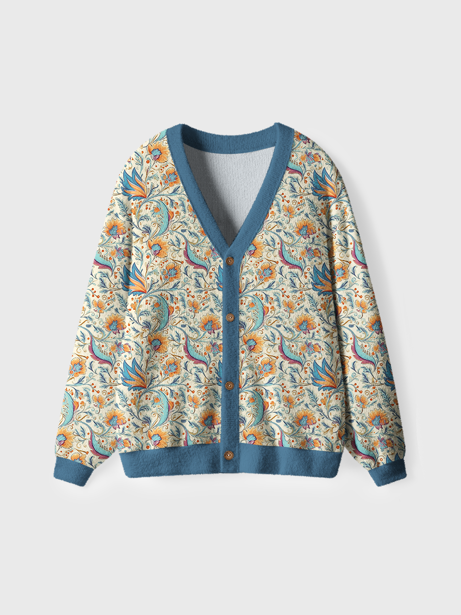 Vintage Elegant Botanical Print Sweaters